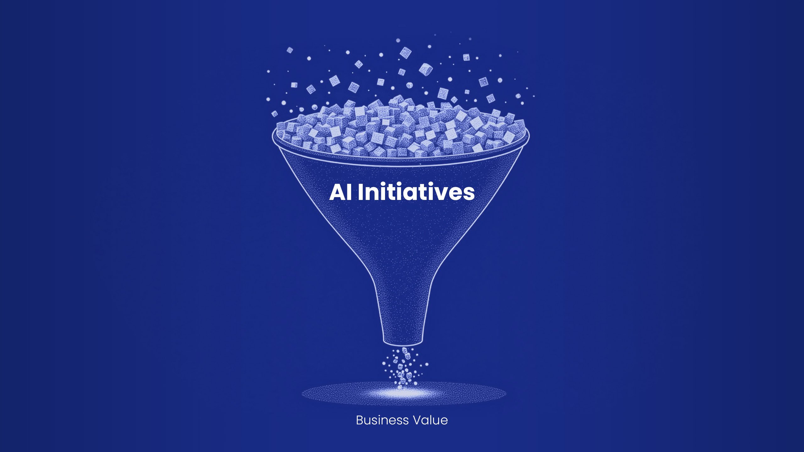 Illustration of AI initiatives funneling into business value
